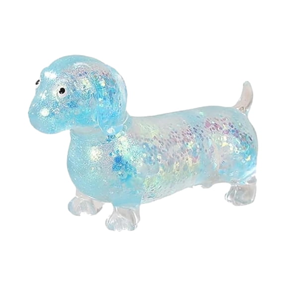 Dachshund Squishy, Sparkly Sausage Dog Gel Stretch Ball, Ultra-Soft Touch Mini Rainbow Weiner Dog