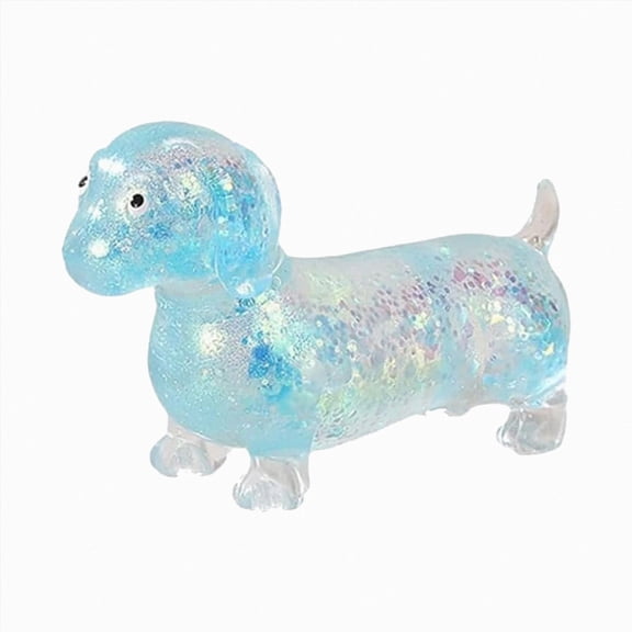 Dachshund Squishy Stress Toy,Glitter Dog Maltose Stress Ball, Slow Rise Fidget for Anxiety Relief, Soft Squeeze Desk Gadget for Home Office Travel Blue