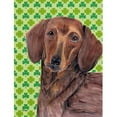 thumbnail image 1 of Dachshund St. Patricks Day Shamrock Portrait House Size Canvas Flag, 1 of 1