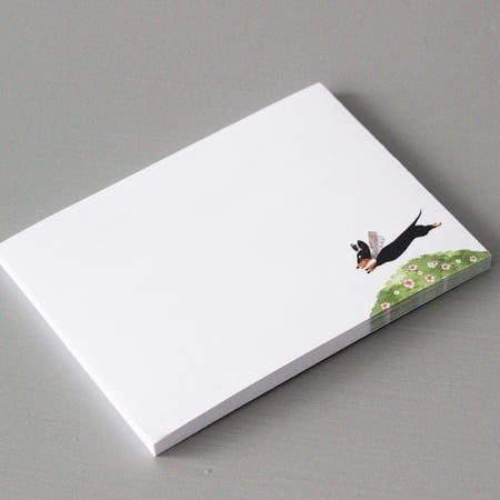 Dachshund Sticky Notes - TWO PADS 4" x 3" 50 Sheets. Notepad, to Do List, Reminder Note. Gift for Dog Lovers. (2, Dachshund (Leaping))