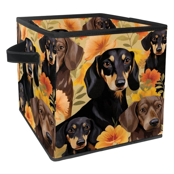 Dachshund Storage Containers Foldable Basket with Handle, 10.8"x10.5"x10.6", Large Capacity - Storage Bins, Toy Storage