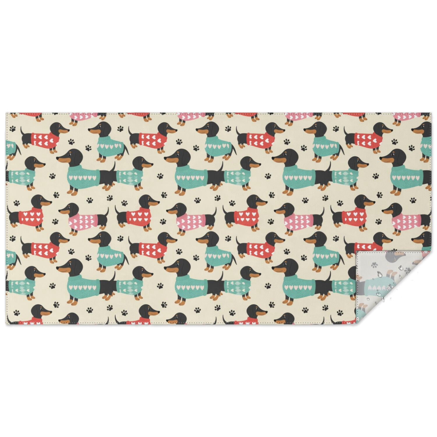Dachshund Sweater Paw Beige Pattern Rectangular Tablecloth 60x120 Inch ...