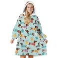 thumbnail image 1 of Dachshund Sweater and Pumpkin Oversized Sherpa Fleece Wearable Blanket Hoodie, Double-Sided Warm Fuzzy Pullover with Super Pockets for Women & Men, 1 of 6