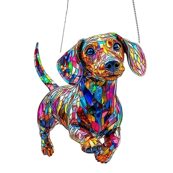 Dachshund Themed 2D Acrylic Sun Catcher Window Hanging Decoration, Creative Sunlight Refraction Device For Home And Office Spaces, Ideal Gift For Dachshund Enthusiasts And Pet