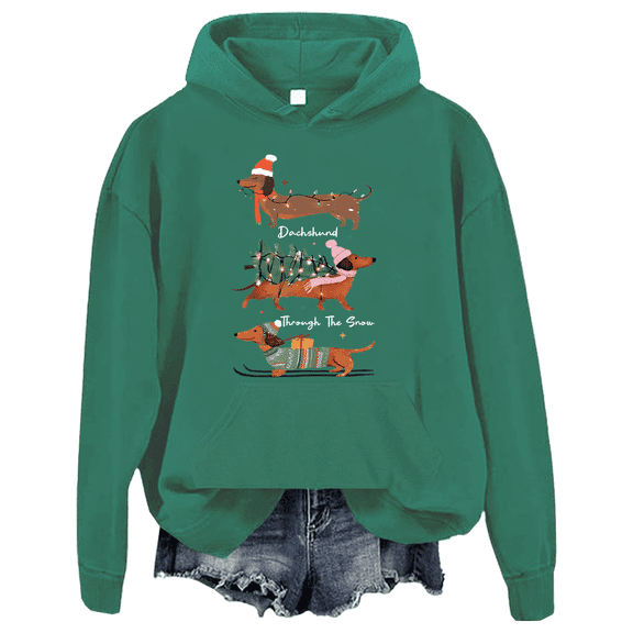 Dachshund Through The Snow Hoodie Dachshund Christmas Sweatshirt Unisex