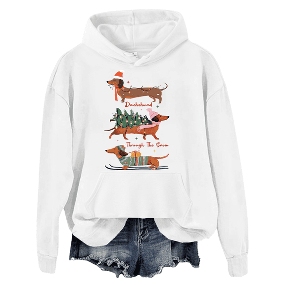 Dachshund Through The Snow Hoodie Dachshund Christmas Sweatshirt Unisex