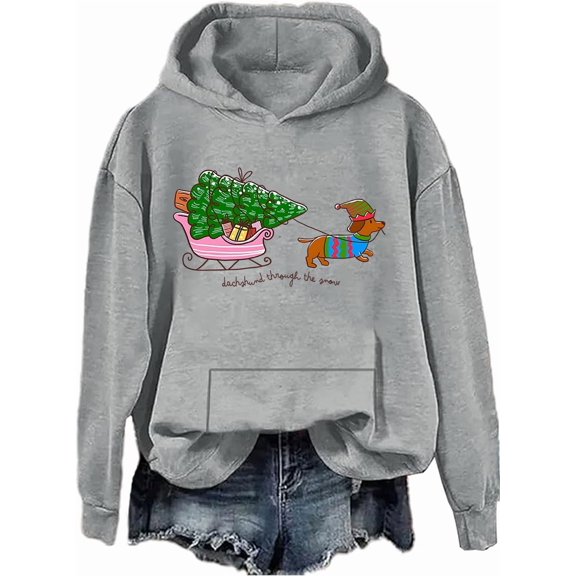 Dachshund Through The Snow Hoodie Dachshund Christmas Sweatshirts Dog Lover Christmas Gift Pullover Shirt