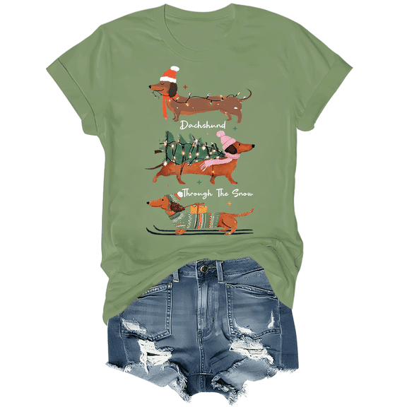 Dachshund Through The Snow Shirt Dachshund Christmas T-Shirt Unisex