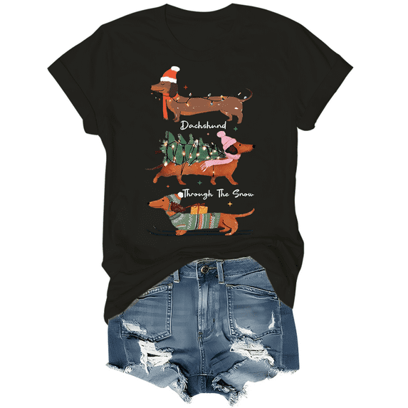 Dachshund Through The Snow Shirt Dachshund Christmas T-Shirt Unisex
