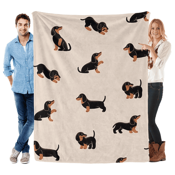 Dachshund Throw Blanket Cute Dachshund Plush Fleece Soft Cozy Cartoon Dachshund Gifts Blanket for Kids Girls Adults Couch Bed Chair Office Dorm Decor
