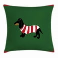 thumbnail image 1 of Dachshund Throw Pillow Cushion Cover, Abstract Canine Cartoon Design Dachshund Puppy in Stripped Shirt Funny Character, Decorative Square Accent Pillow Case, 18 X 18 Inches, Multicolor, by Ambesonne, 1 of 2