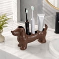 thumbnail image 1 of Dachshund Toothbrush Holder Organizer Base, Cute Resin Stand for Toothpaste and Makeup Brushes, Bathroom Countertop Storage, 1 of 6
