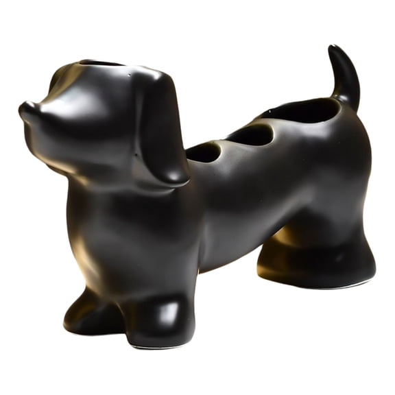 Dachshund Toothbrush Holder Resin Organizer For Toothpaste And Makeup Brushes Black 1 Count