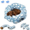 thumbnail image 1 of Dachshund Tunnel Bed, 3 in 1 Foldable Plush Burrow Pet Cave，Blue B, 1 of 7