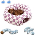 thumbnail image 1 of Dachshund Tunnel Bed, 3 in 1 Foldable Plush Burrow Pet Cave，Purple, 1 of 7