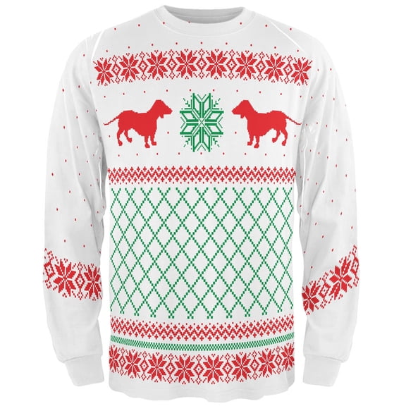 Dachshund Ugly Christmas Sweater All Over Adult Long Sleeve T-Shirt