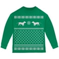 thumbnail image 1 of Dachshund Ugly Christmas Sweater Green Toddler Long Sleeve T-Shirt, 1 of 1