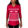 thumbnail image 1 of Dachshund Ugly Christmas Sweater Red Maternity 3/4 sleeve T-shirt - Medium, 1 of 1