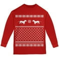 thumbnail image 1 of Dachshund Ugly Christmas Sweater Red Youth Long Sleeve T-Shirt, 1 of 1
