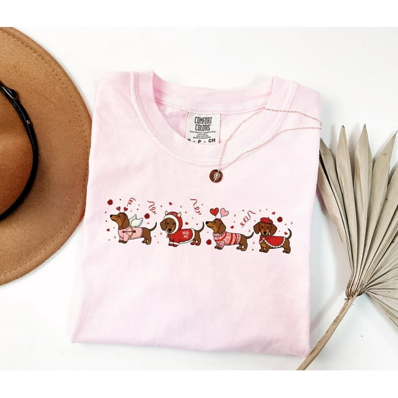 Dachshund Valentine Comfort Colors Shirt – Wiener Dog Love Graphic Tee, Dog Mom Gift