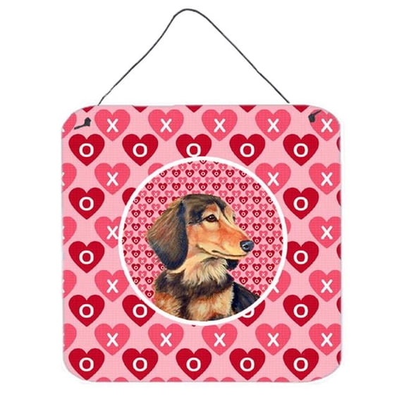 Dachshund Valentines Love And Hearts Aluminium Metal Wall Or Door Hanging Prints
