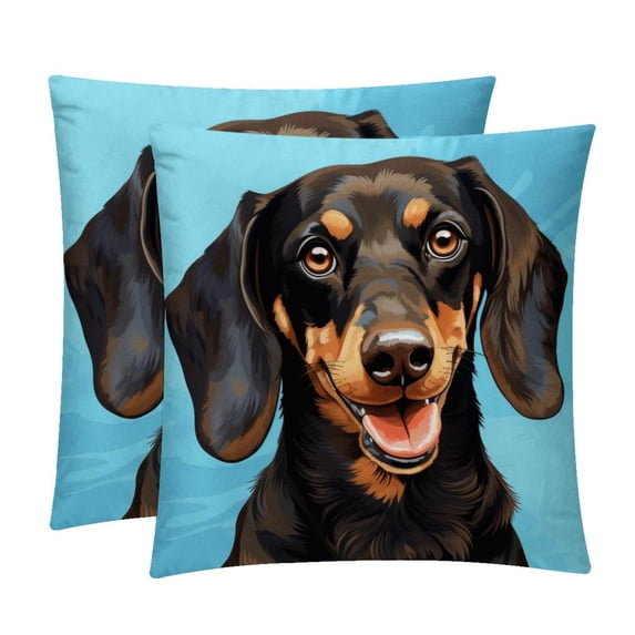 Dachshund Velvet Throw Covers Pillows with Unique Patterns - Set of 2 Decorative Pillow Inserts in 16x16, 18x18, 20x20 Inches for Home Decor and More