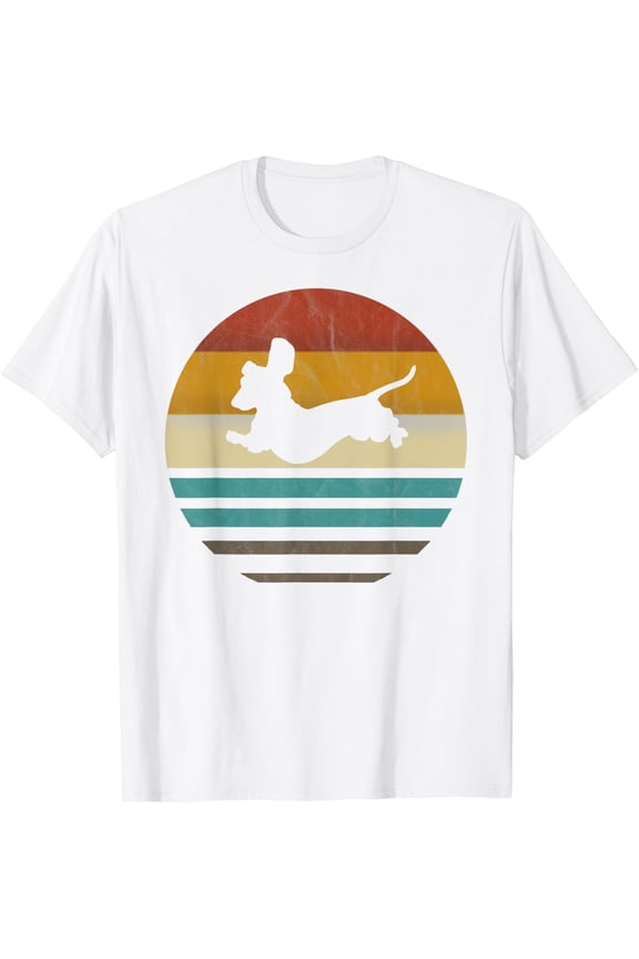 Dachshund Vintage Silhouette 60s 70s Retro grunge Dog Lover T-Shirt for Men Women Girls KidsMen's and women's pure cotton short-sleeved shirts