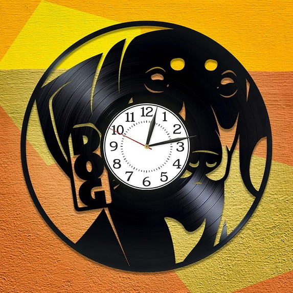 Dachshund Vinyl Clock for Man and Woman Animal Original Home Decor Sausage Dog Vinyl Record Wall Clock Animal Handmade Products Cute Dog Birthday Gift Idea for Kids
