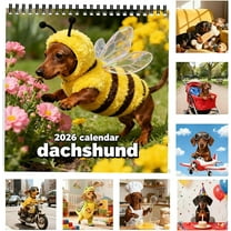 Dachshund Wall Calendar 2026 | Funny Sausage Dog Wall Calendars 2026 | Novelty Dachshund Honey Family Monthly Calendar with Large Grids | Cute Sausage Dogs Gift Walls Planner for Home Decor(A)