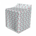 thumbnail image 1 of Dachshund Washer Cover, Beret and Shirt Wearing Dog Holding Balloons on Stripes Background, Easy to Use Bathroom Accent Fabric, 29" x 28" x 40", Vermilion Pale Blue, by Ambesonne, 1 of 3