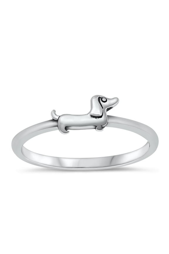 Dachshund Weiner Dog Puppy Ring .925 Sterling Silver Band Jewelry Female Male Unisex Size 7
