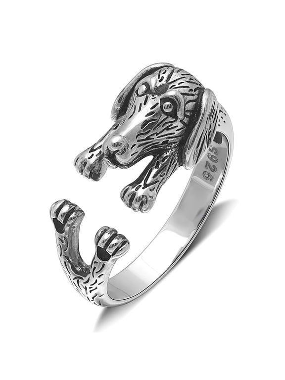 Dachshund Weiner Dog Sterling Silver Women Wrap Ring Adjustable Ginger Lyne Collection