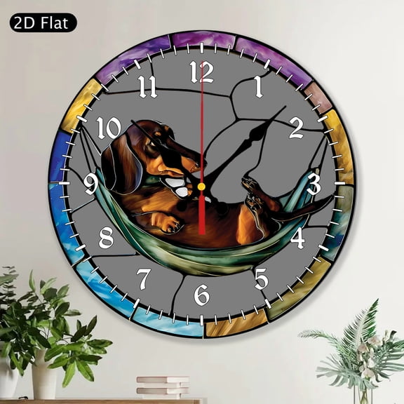 Dachshund Wiener Dog Animal Themed Round Wall Clock Cute Relaxing Unique Decorative Pet Home Decor Dog Lover Gift Dog Mom Dog Dad