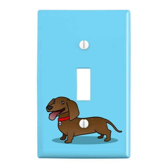 Dachshund Wiener Dog Cartoon Plastic Wall Decor Toggle Light Switch Plate Cover