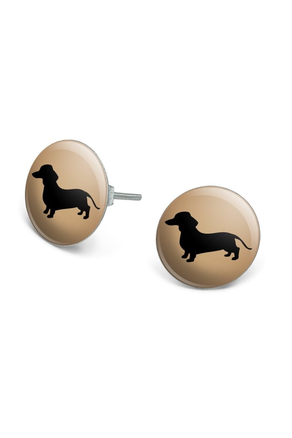 Dachshund Wiener Dog Novelty Silver Plated Stud Earrings