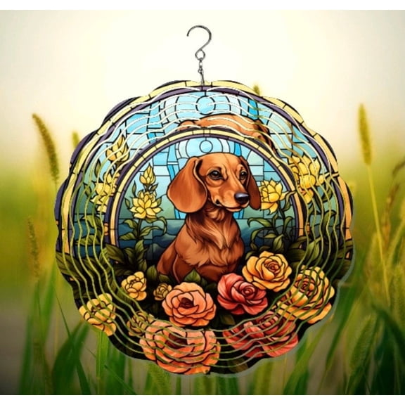 Dachshund Wind Spinner, Cute Wiener Dog Outdoor Garden Dcor