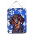 thumbnail image 1 of Dachshund Winter Snowflakes Holiday Aluminium Metal Wall Or Door Hanging Prints, 1 of 1
