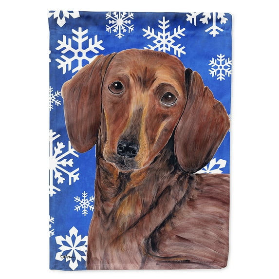 Dachshund Winter Snowflakes Holiday Flag Canvas House Size