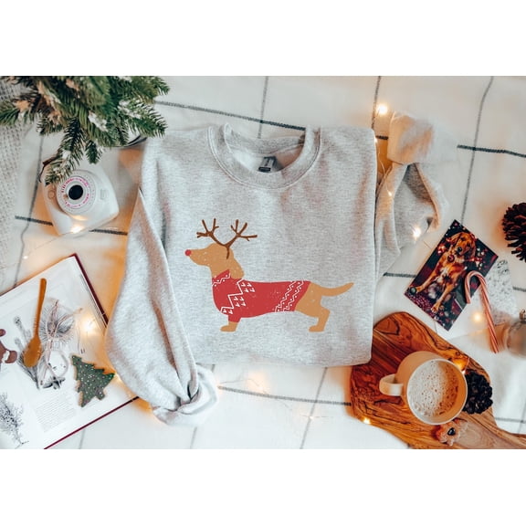 Dachshund Winter Sweatshirt, Winter Dog Shirt, Dachshund Shirt, Winter Crewneck Sweater, Dachshund Mom Shirt, Dog Owner Winter 275 Sweatshirt All Size S-5XL