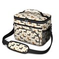 thumbnail image 1 of Dachshund and Bone Beige Pattern Insulated Lunch Box for Women Men, Medium Leakproof Cooler Bag with Adjustable Strap, 10"x6.7"x8", 1 of 6