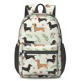thumbnail image 1 of Dachshund and Floral Green Pattern 17" Waterproof Oxford School Backpacks for Teens, S-Shape Padded Straps, for School, Travel, Hiking, Camping, 1 of 5