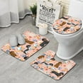 thumbnail image 1 of Dachshund and Flower Bathroom Rugs Sets 3 Piece,Toilet Cover Set,Absorbent Non Slip Bathroom Mats Sets with U-Shaped Contour Rug Toilet Rug Set, 1 of 5