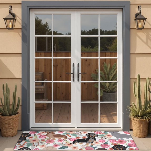 Dachshund and Flower Door Rugs,Washable Non Slip Door Mats Indoor,Decorative Door Mats,Entry Mat Indoor for Entrance,Bedroom,Kitchen,Bathroom,16"x47"