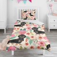 thumbnail image 1 of Dachshund and Flower Duvet Cover and Pillowcase Set for Single Bedding, Bedroom Accessories for Kids Teens, 1 of 5