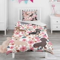 thumbnail image 1 of Dachshund and Flower Duvet Cover and Pillowcase Set for Single Bedding, Bedroom Accessories for Kids Teens, 1 of 5