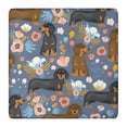 thumbnail image 1 of Dachshund and Flower Square Fitted Tablecloth with Elastic Edge,Square Table Cover,Washable Elastic Table Cover for Home Kitchen Party Decor 36"x36", 1 of 6