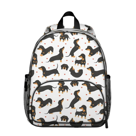 Dachshund and Heart Backpack Backpack for School,Cute School Bag,Schoolbag with Adjustable Shoulder Straps & Padded Back,13.8"x11.4"x6"