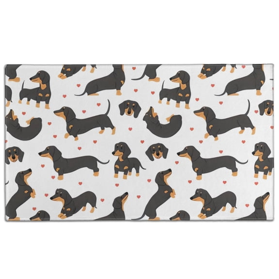 Dachshund and Heart Door Rugs,Washable Non Slip Door Mats Indoor,Decorative Door Mats,Entry Mat Indoor for Entrance,Bedroom,Kitchen,Bathroom,17"x30"