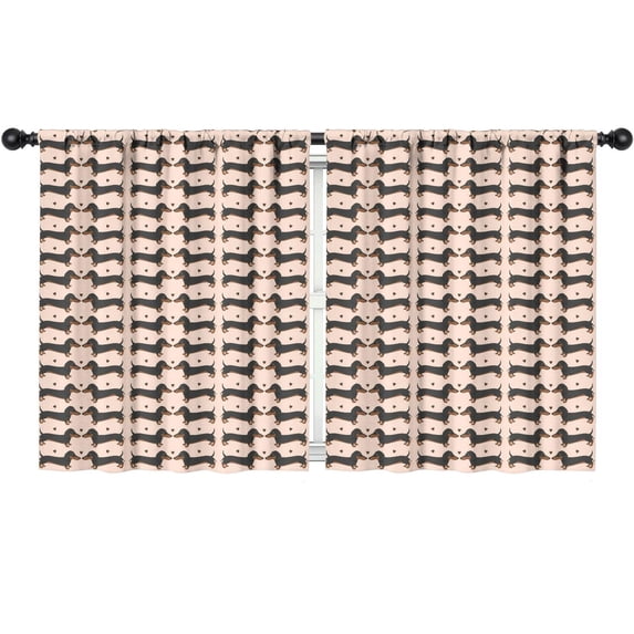 Dachshund and Heart Pink Pattern Insulated Teens Curtains Set Of 2, Bedroom Essentials, Toddler Room Decor 52"x63"