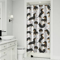 Dachshund and Heart Shower Curtain 36"x72" ,Bathroom Decorative Shower Curtains Set with 12 Hooks,Modern Waterproof Washable Shower Curtain